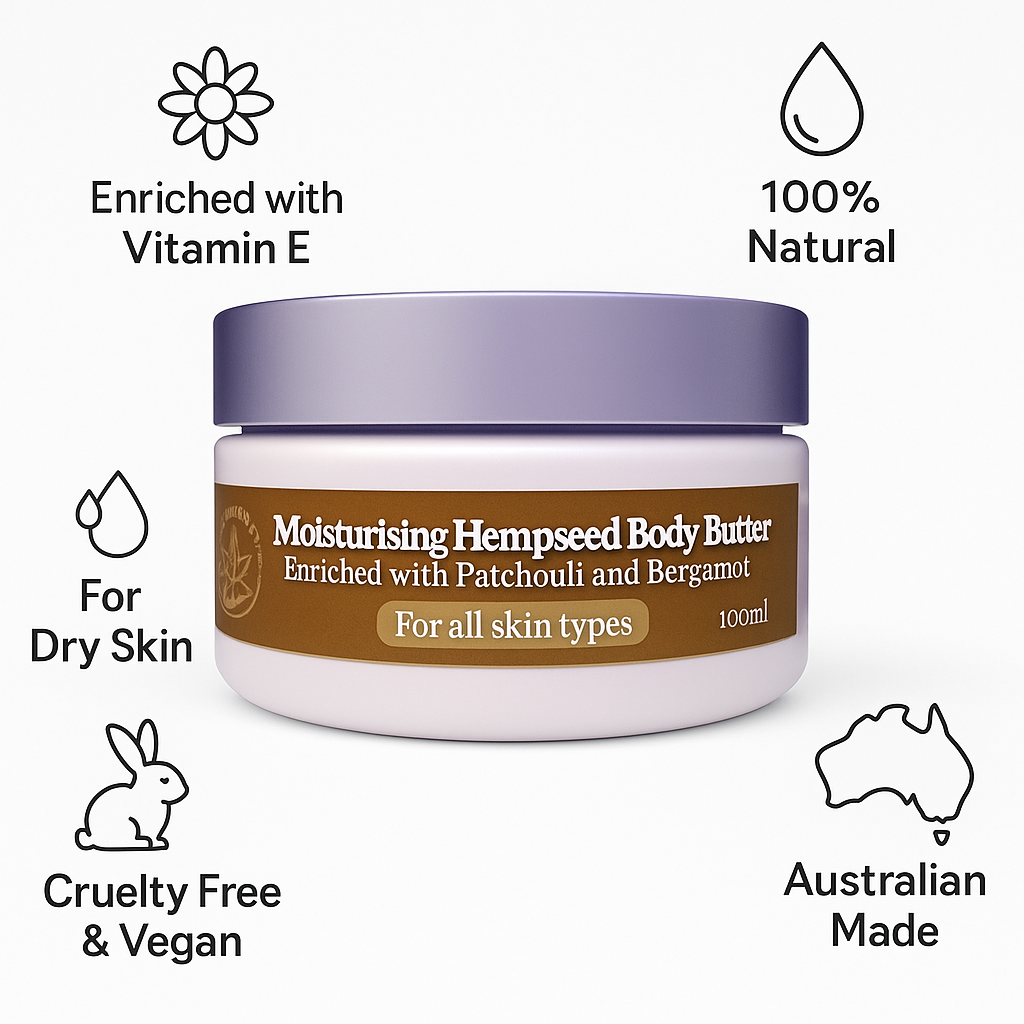 Hempseed Body Butter with Patchouli and Bergamot Essential Oils - Natural Moisturiser