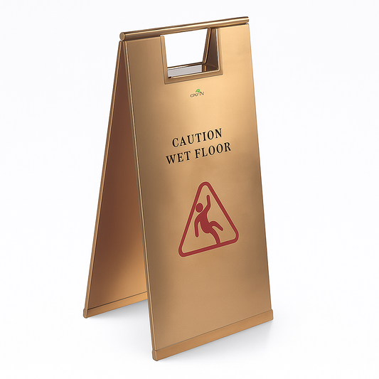 Premium Stainless Steel Wet Floor Sign - Gold