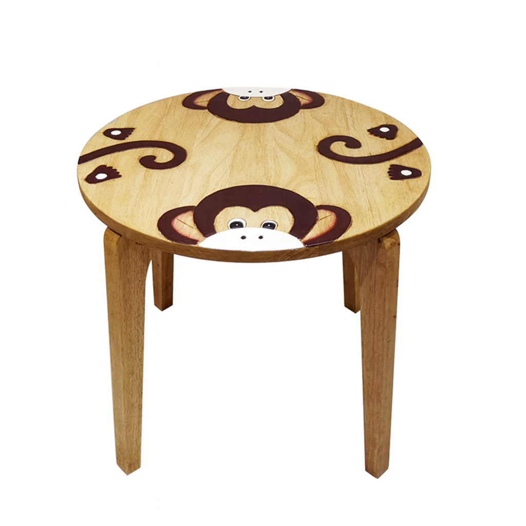 Kids Wooden Table – Monkey Design - Handmade Solid Hardwood
