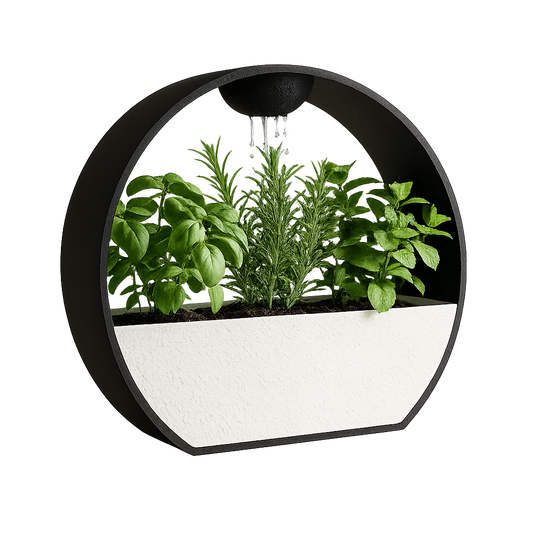 3D-printed stone-textured self-watering flower pot