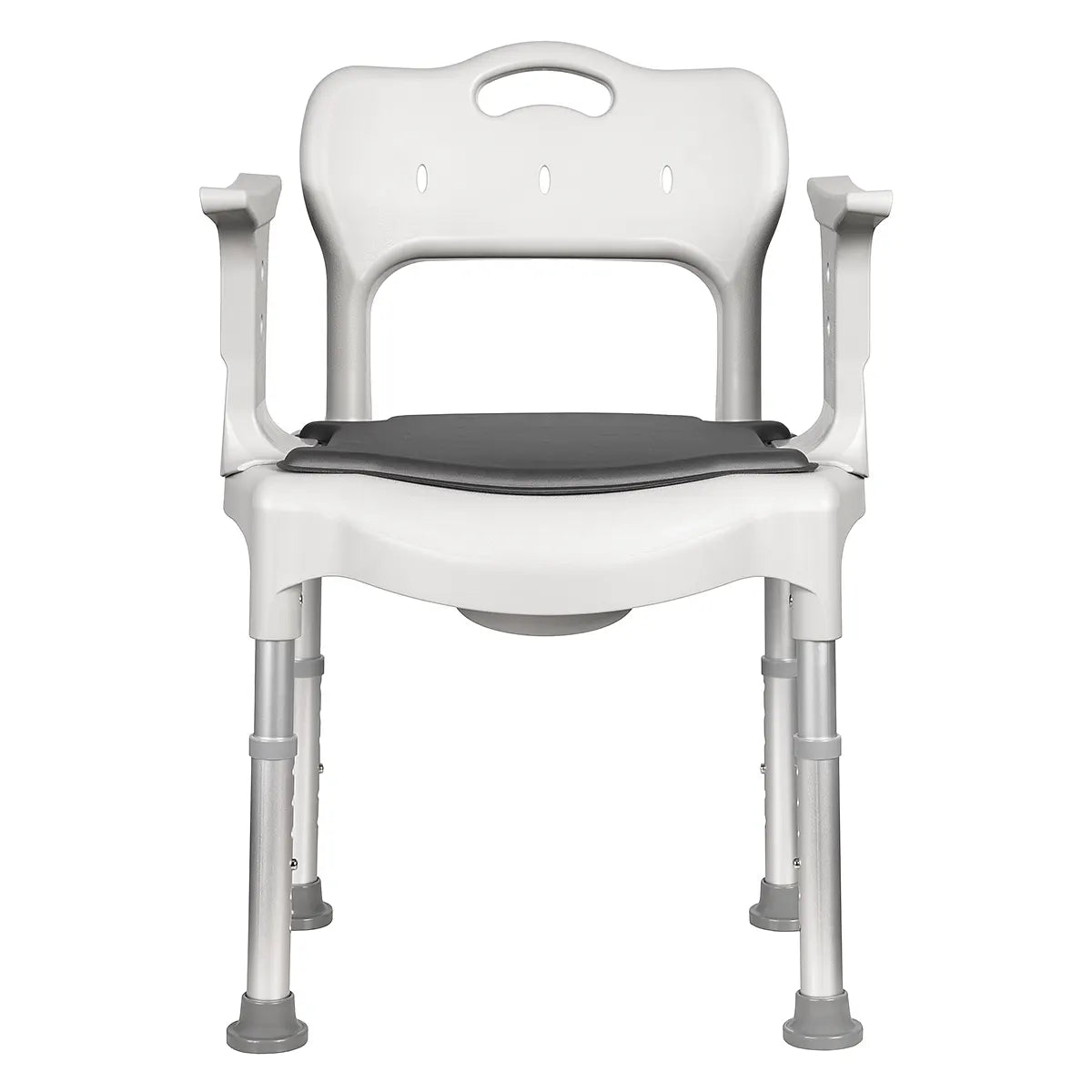 3-in-1 Commode Shower Chair with Adjustable Height and Removable Bucket for Seniors and Disabled