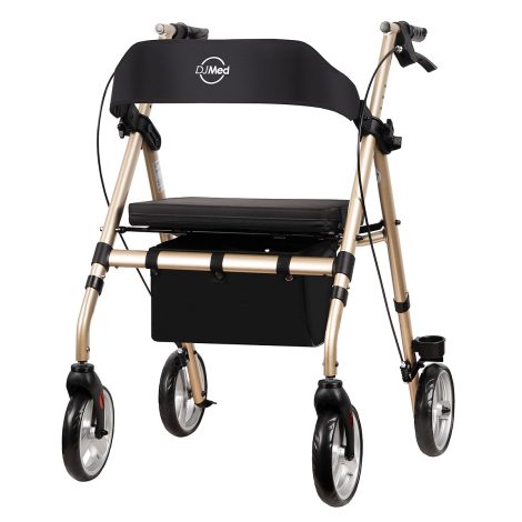 Rollator Mobility Walker with Seat and Padded Backrest