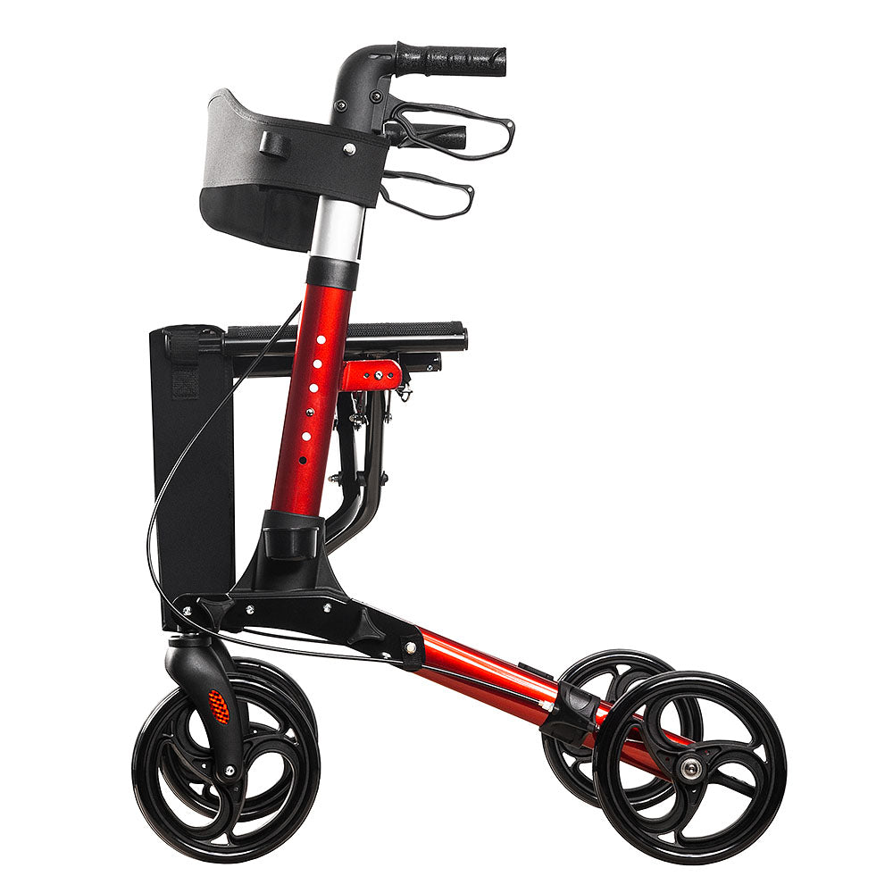 Euro Walker 4-Wheeled Rollator - Lightweight, Adjustable Aluminium Walker with Padded Seat