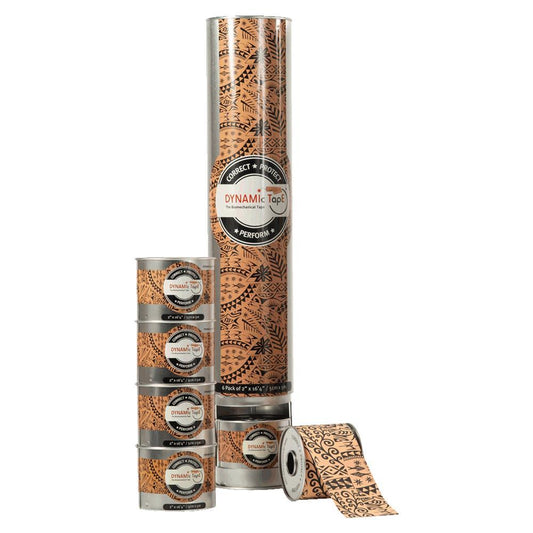 Dynamic Tape 5cm x 5m Beige with Black Tattoo - 6 Pack Bulk | Premium Sports Therapy Tape