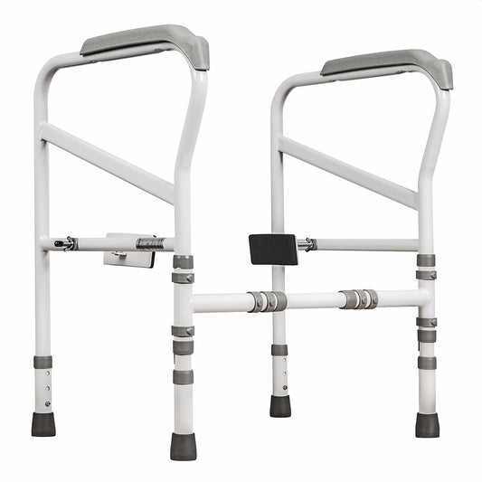 Adjustable Toilet Safety Frame with Fixed Support for Elderly and Mobility Aid - Height & Width Customisable