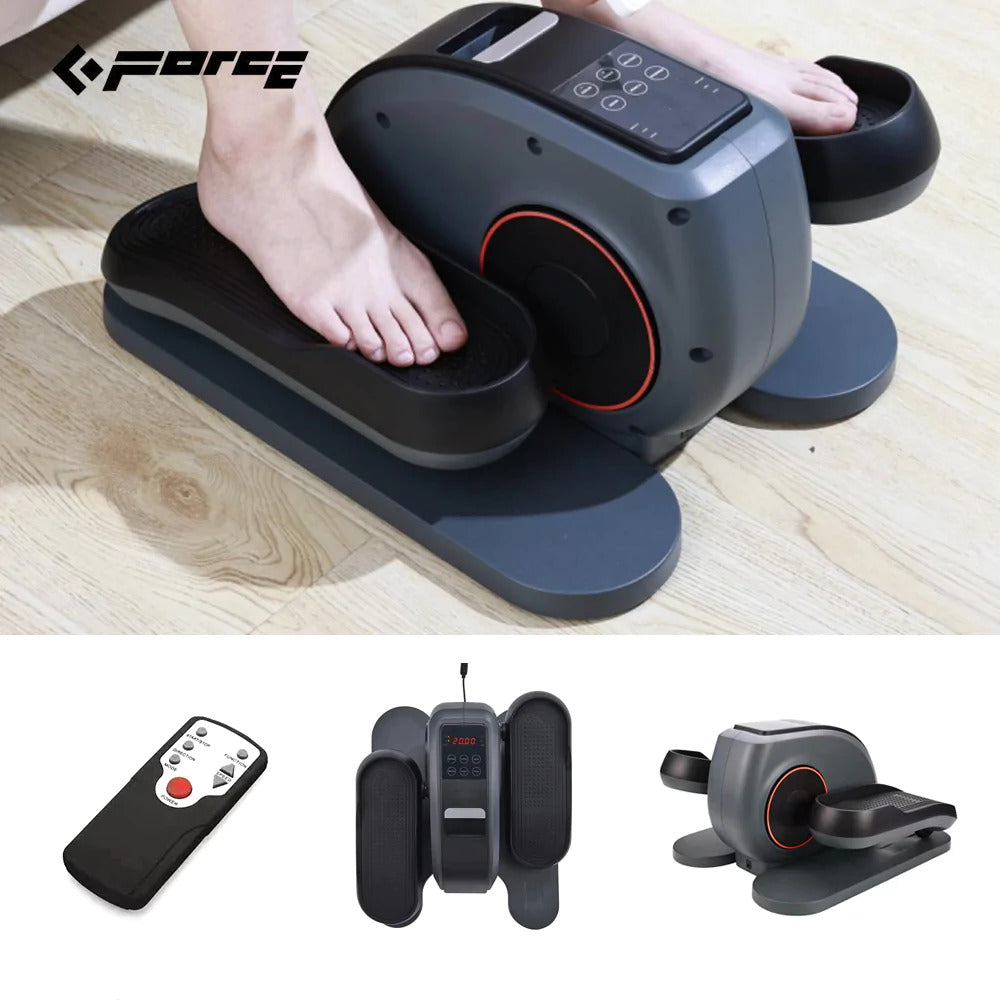 FORCE under desk electric elliptical pedal trainer with LCD display in black and red