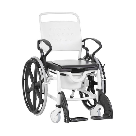 Rebotec Genf Self-Propelled Shower Commode Wheelchair - Hospital Grade, Red, 130kg Capacity