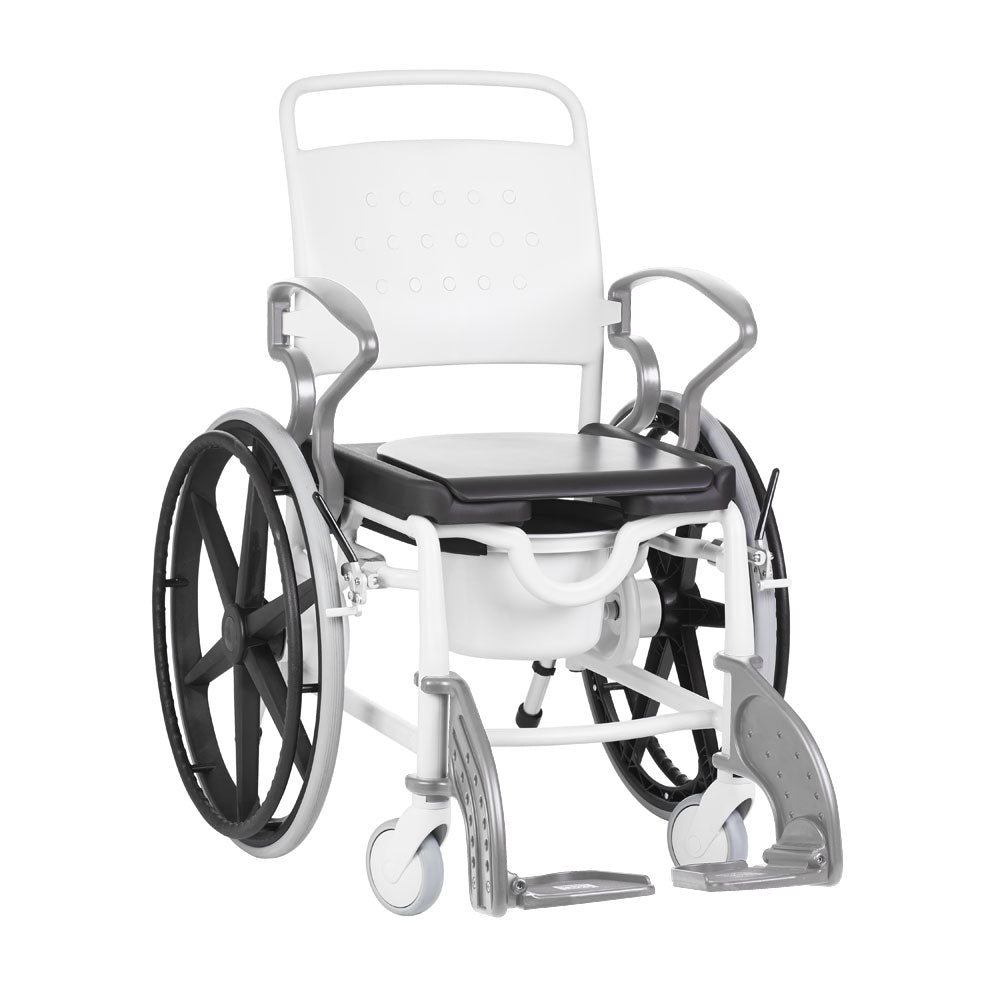 Rebotec Genf Self-Propelled Shower Commode Wheelchair - Hospital Grade, Red, 130kg Capacity