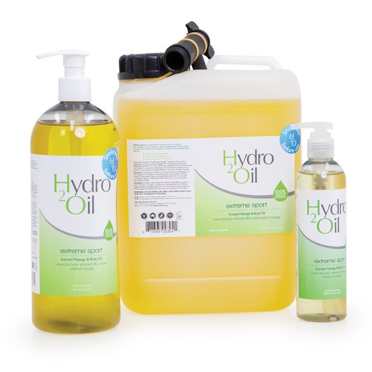 Hydro 2 Oil Extreme Sport Massage Oil 1L - Water Dispersible Formula with Cooling Essential Oils