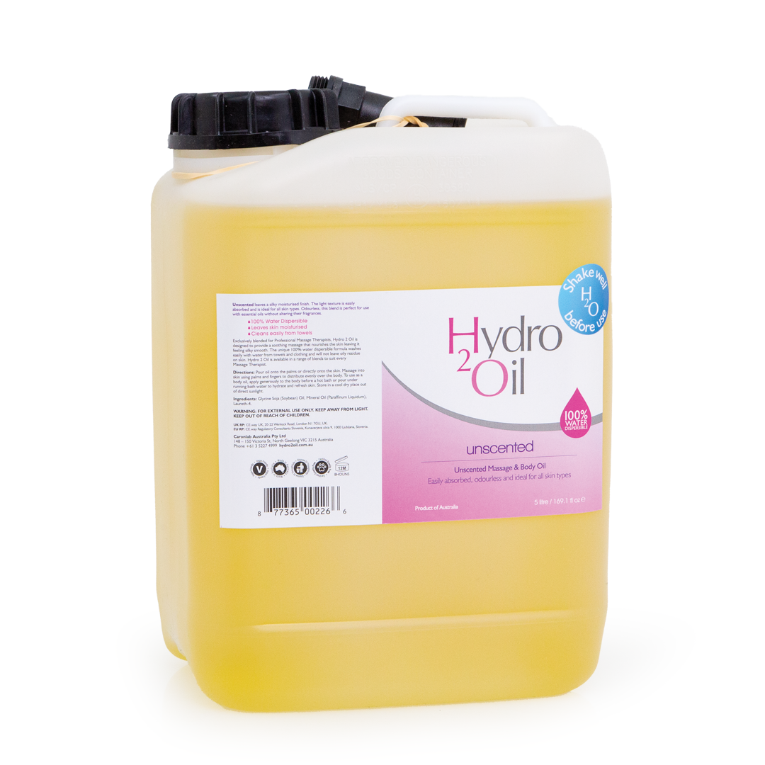 Hydro 2 Oil Massage Oil Unscented – Natural Skin Nourishment, 100% Water Dispersible