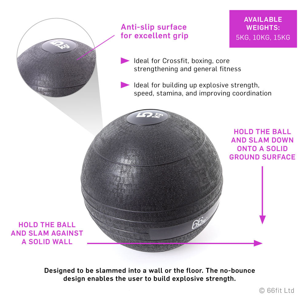 No-Bounce Slam Ball - Strength Training Sand-Filled Dead Ball, Ideal for Home Workouts & Boxing, 15kg