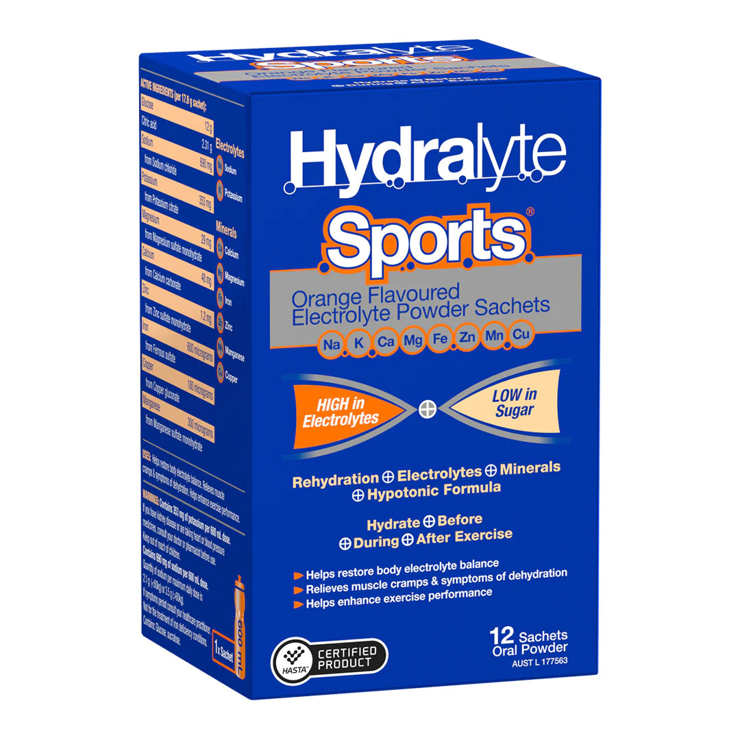 Hydralyte Sports Orange Sachets 12 Pack