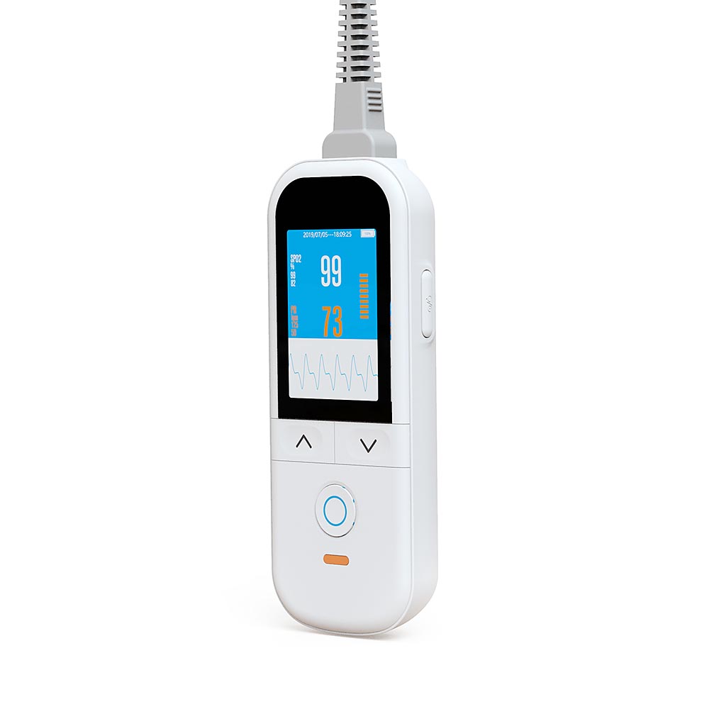 Handheld pulse oximeter, rechargeable with large display