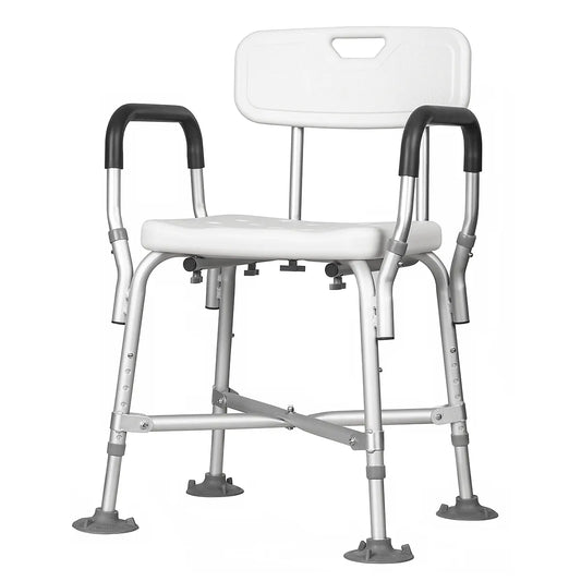 Heavy Duty Shower Chair with Adjustable Height and Padded Armrests for Enhanced Comfort