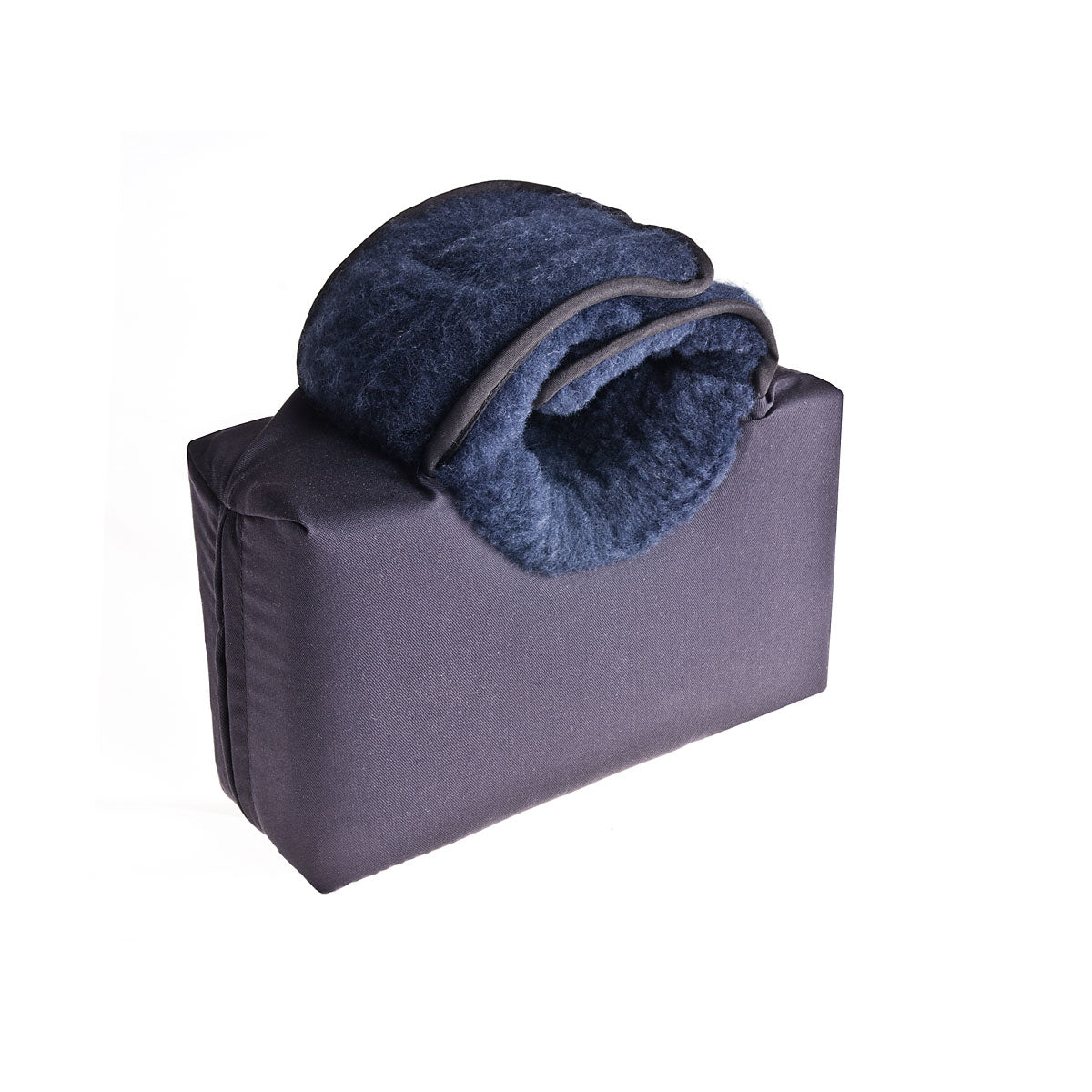 Heel elevation cushion with flat base and wipeable cover