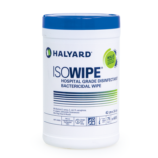 Halyard Isowipe Hospital Grade Disinfectant Wipes – 70% Isopropyl Alcohol, 75 Wipes Canister