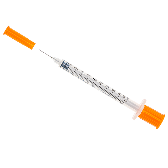 Insulin Syringe with Fixed Needle 27G x 13mm - Box of 100 for Veterinary Use, U-100 1ml