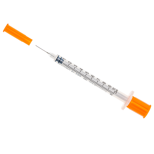 Insulin Syringe with Fixed Needle 27G x 13mm - Box of 100 for Veterinary Use, U-100 1ml