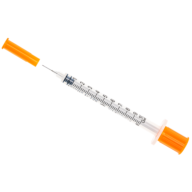 Insulin Syringe with Fixed Needle 27G x 13mm - Box of 100 for Veterinary Use, U-100 1ml