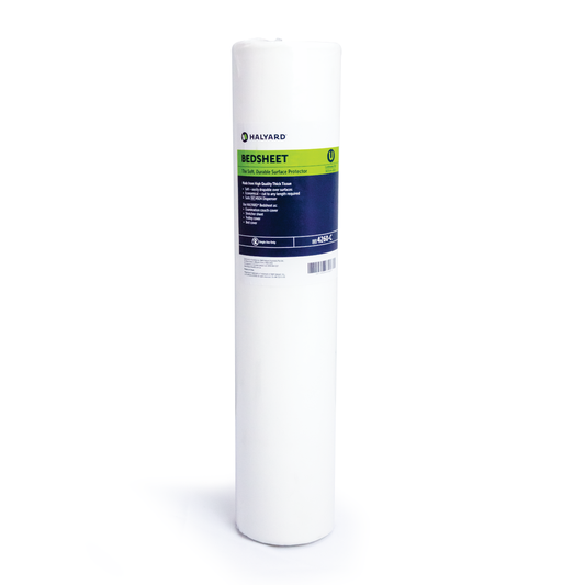 Halyard Bed Sheet Roll – 54cm x 80m, Single-Ply Tissue, Linen-Like Feel, Disposable Examination Couch Cover, Hygienic Surface Protection