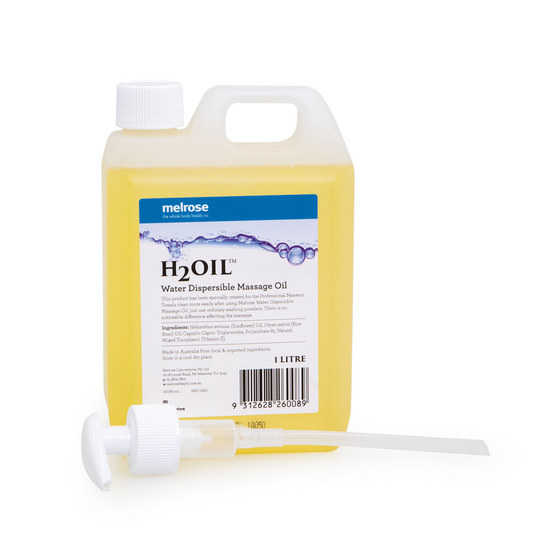 Melrose H2Oil Water Dispersible Massage Oil Bulk Sizes – Non-Greasy, Easy Rinse Formula
