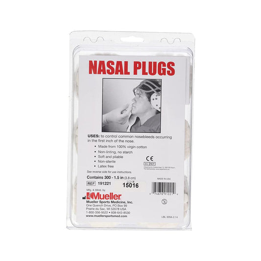 Mueller Cotton Nasal Plugs - Stop Nosebleeds Fast, 100% Virgin Cotton, Pack of 300