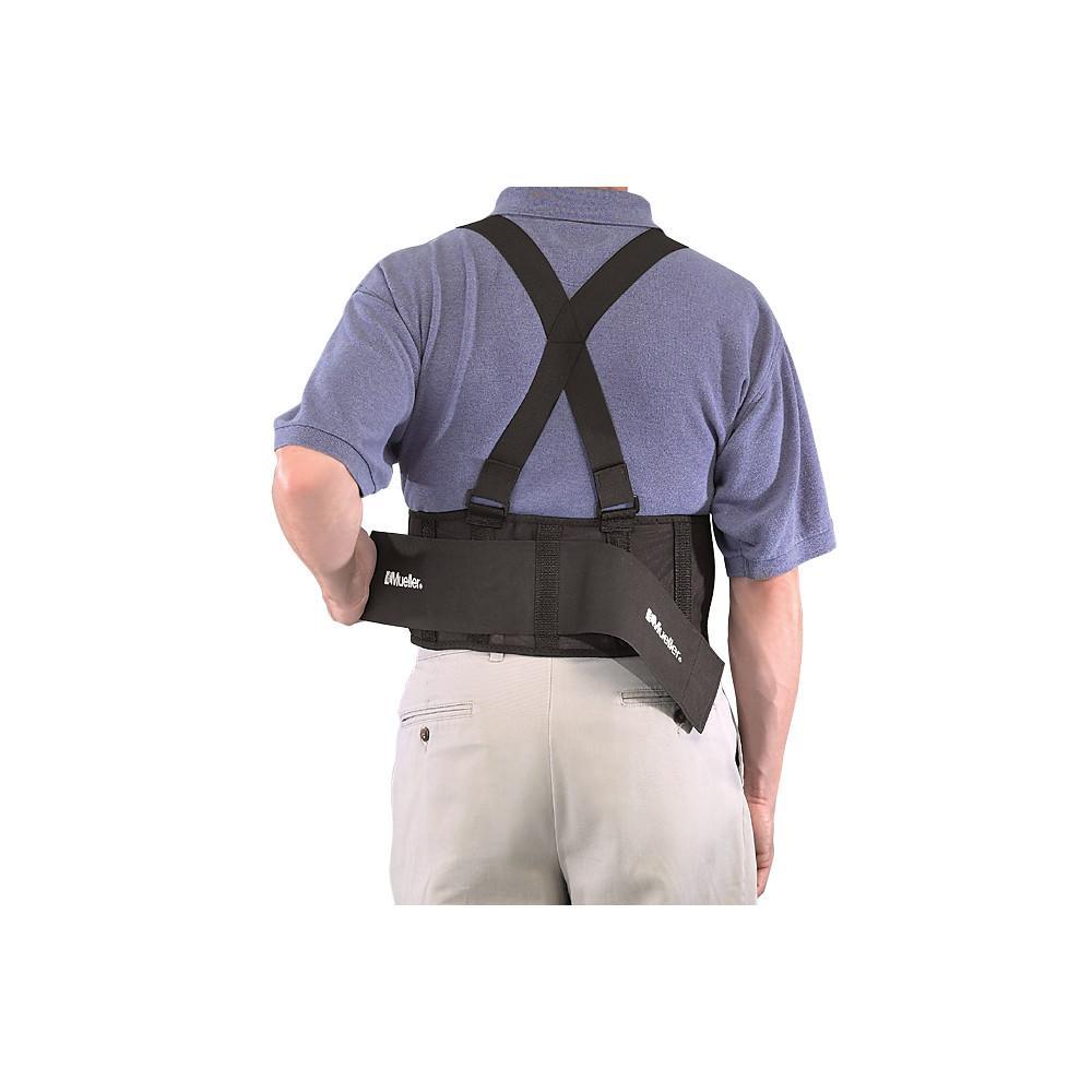 Mueller Black Back Support with Suspenders for Pain Relief & Posture