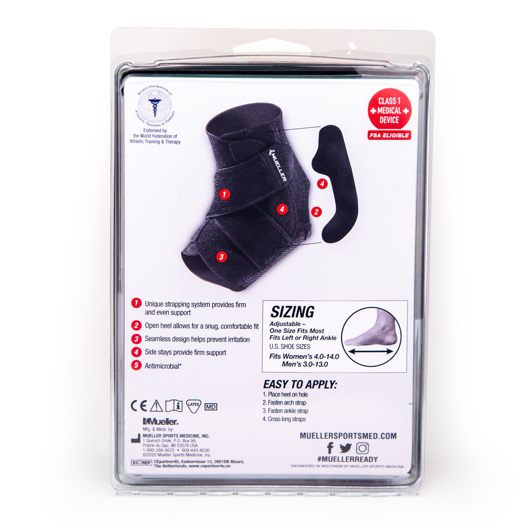 Mueller Adjustable Ankle Stabiliser Support Brace, One Size Fits Most, Black – Neoprene Blend for Warmth & Comfort, Ideal for Sports & Injury Recovery