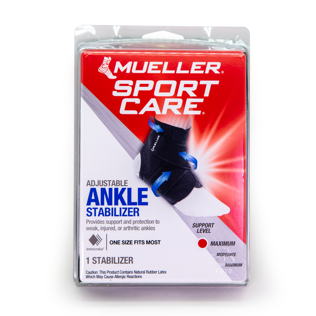 Mueller Adjustable Ankle Stabiliser Support Brace, One Size Fits Most, Black – Neoprene Blend for Warmth & Comfort, Ideal for Sports & Injury Recovery