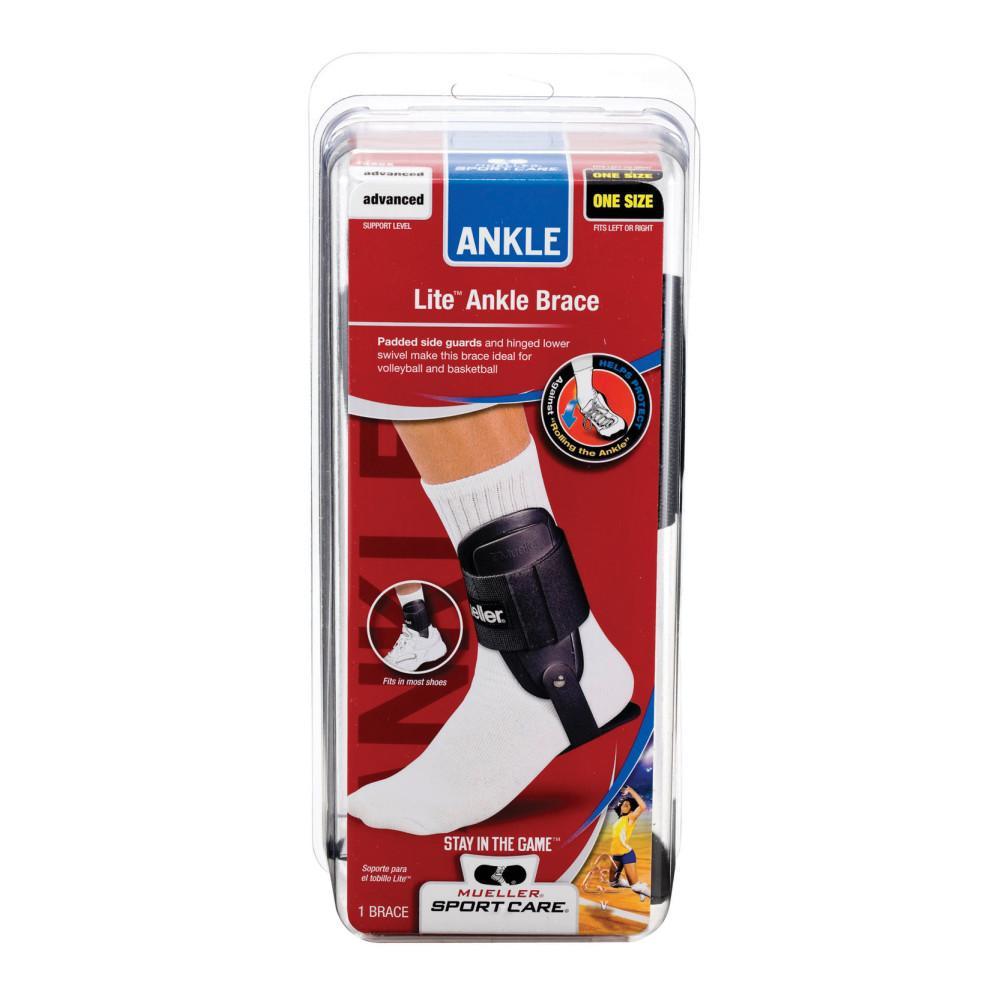 Mueller Sports Medicine Lite Ankle Brace - Adjustable Support, One Size Fits Most, Black - Ideal for Injury Prevention & Recovery