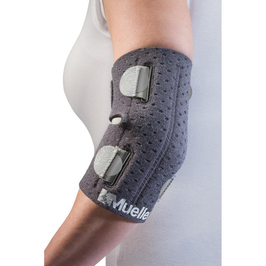 Mueller Adjust-To-Fit Elbow Support Brace | Support for Sore & Weak Elbows | One Size Fits Most | Lightweight & Breathable