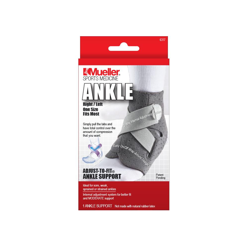 Mueller Adjust-To-Fit Ankle Support - Comfortable Adjustable Brace for Sports Injuries, Pain Relief & Everyday Use - Lightweight & Durable