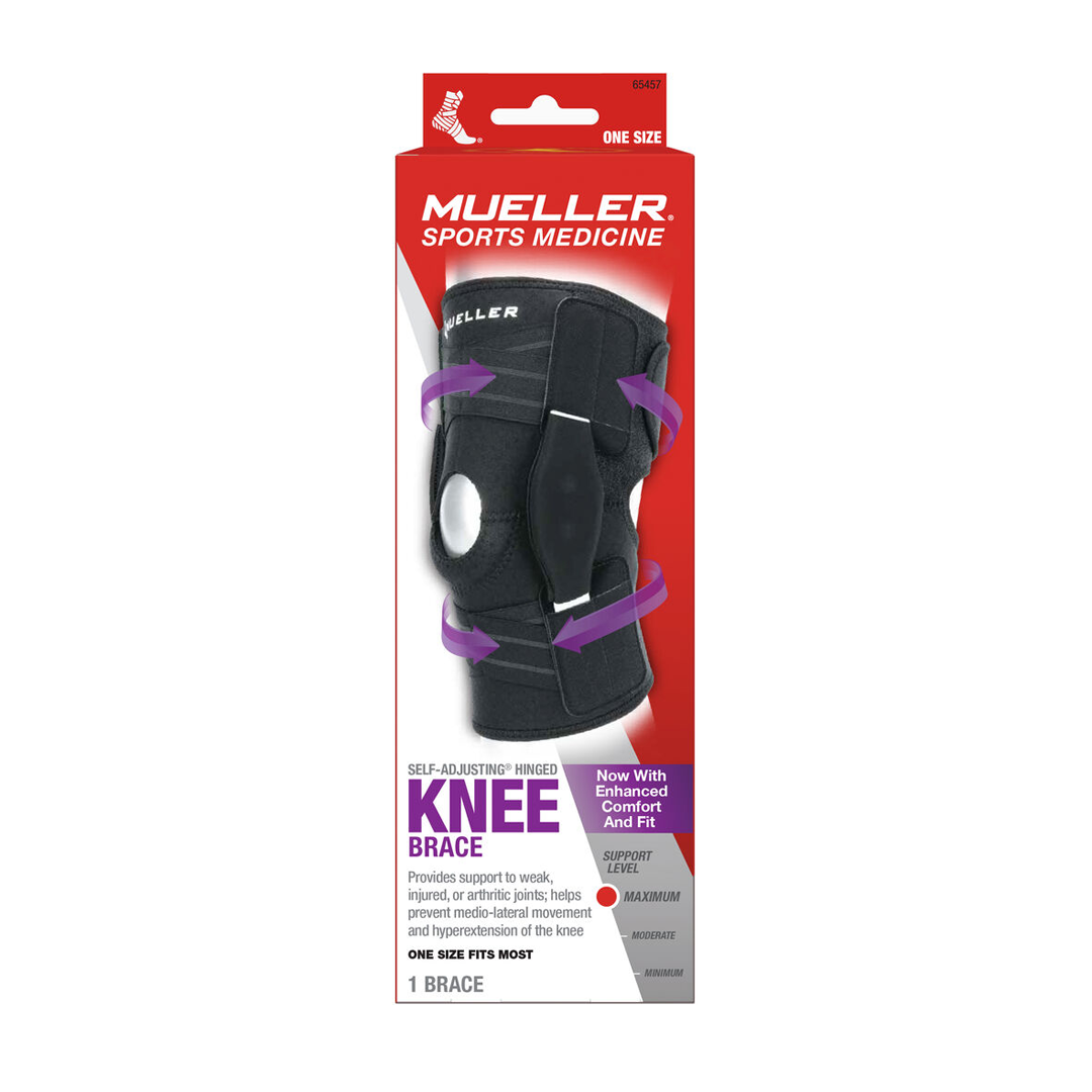 Mueller Adjustable Hinged Knee Brace with Self-Adjusting Criss-Cross Straps – Stabilise Your Knee with Ease