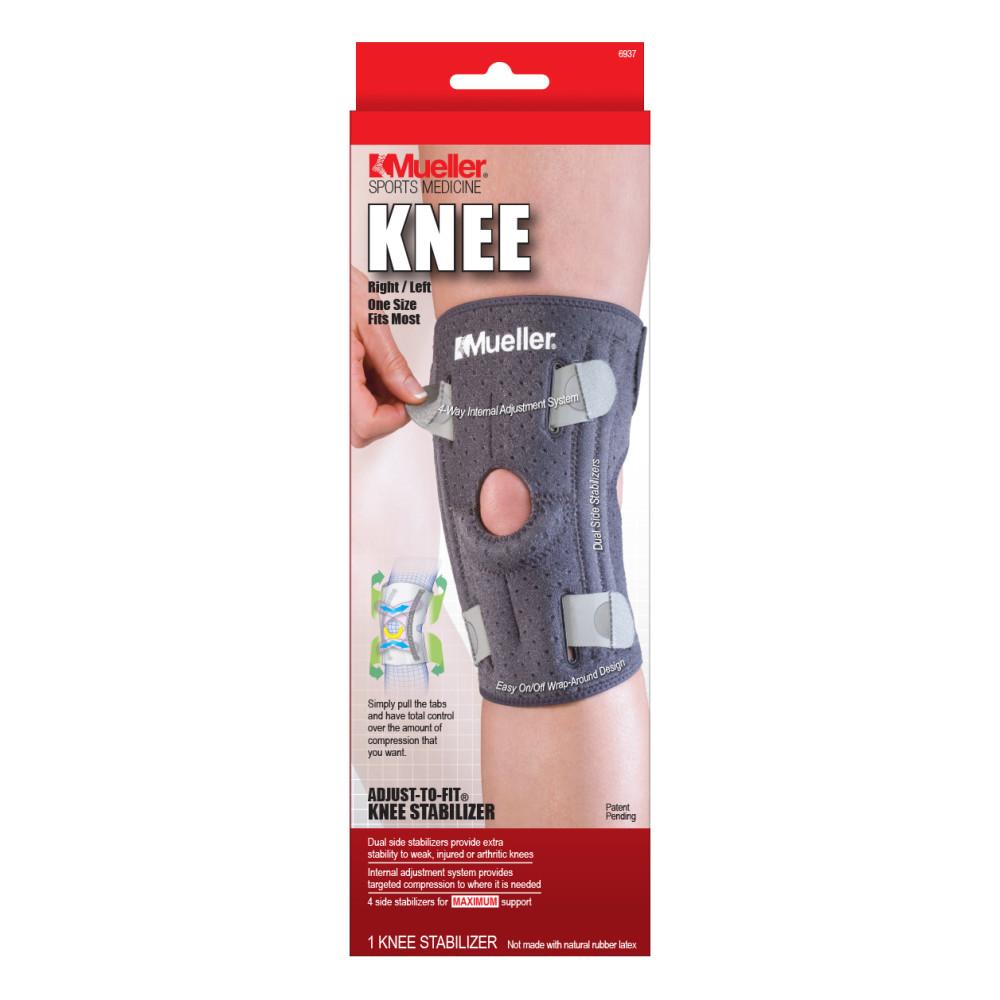Mueller Adjust-To-Fit Knee Stabiliser with 4 Side Support Stabilisers | Ideal for Sports and Recovery