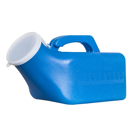 Portable Male Urinal Bottle with Lid - 1000 mL Capacity, Ergonomic Handle, Spill-Resistant for Travel, Home & Hospital Use