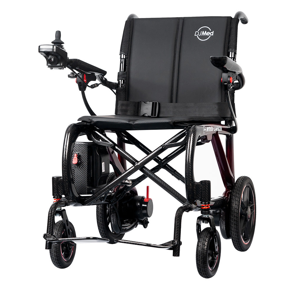 Ultralight carbon fibre electric wheelchair for travel & storage