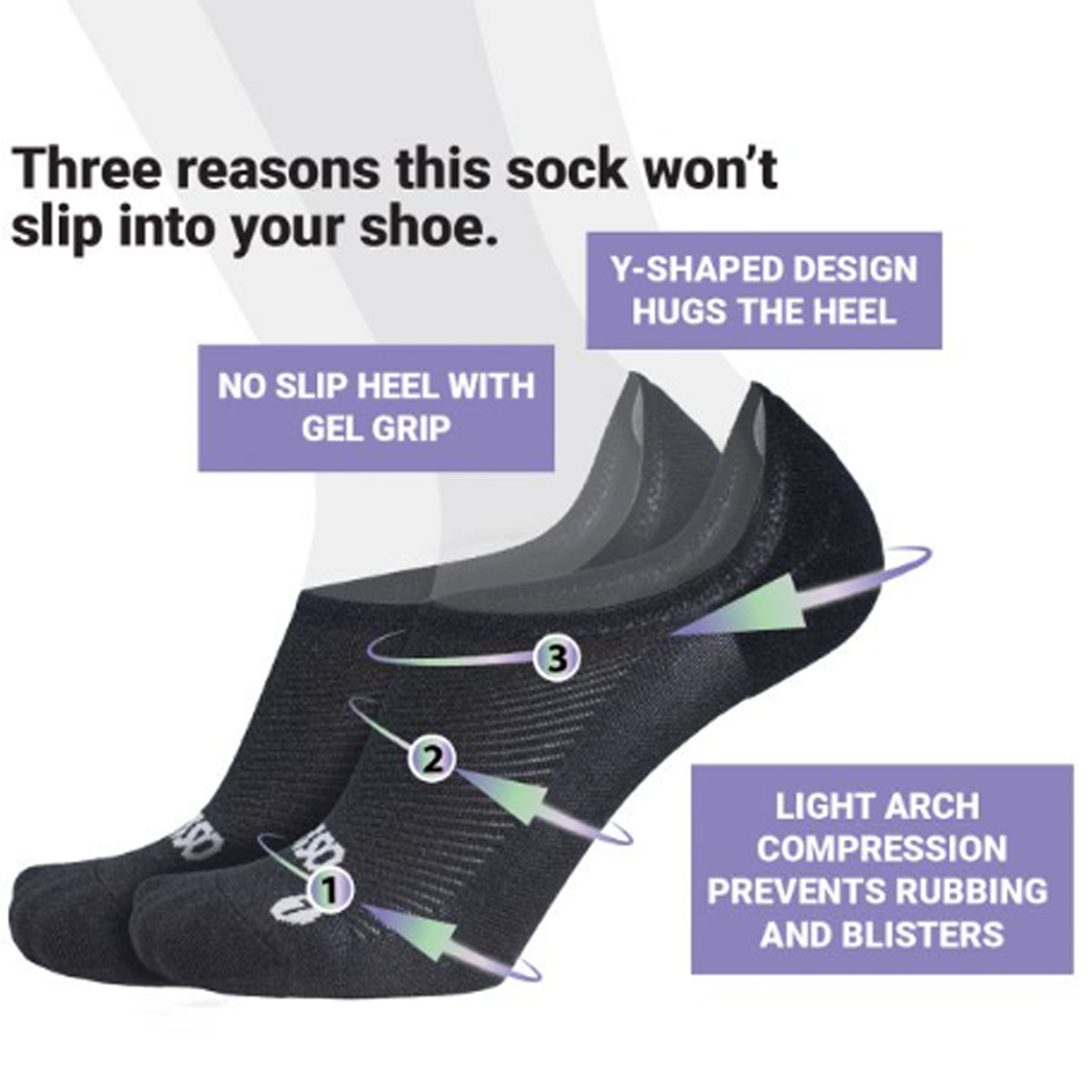 Black NEKKID Comfort Socks - Unisex No Show with Light Compression & Stability