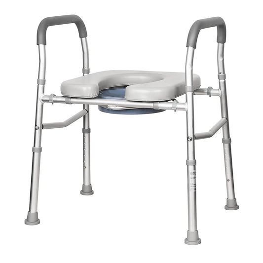Over Toilet Aid with Cushioned Soft Seat - Adjustable Height & Sturdy Support for Elderly and Disabled, 130kg Capacity