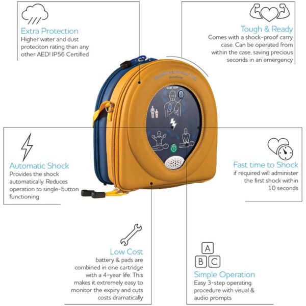 HeartSine Samaritan 360P Fully-Automatic Defibrillator (AED) - Portable, Compact, and Easy-to-Use Life-Saving Device