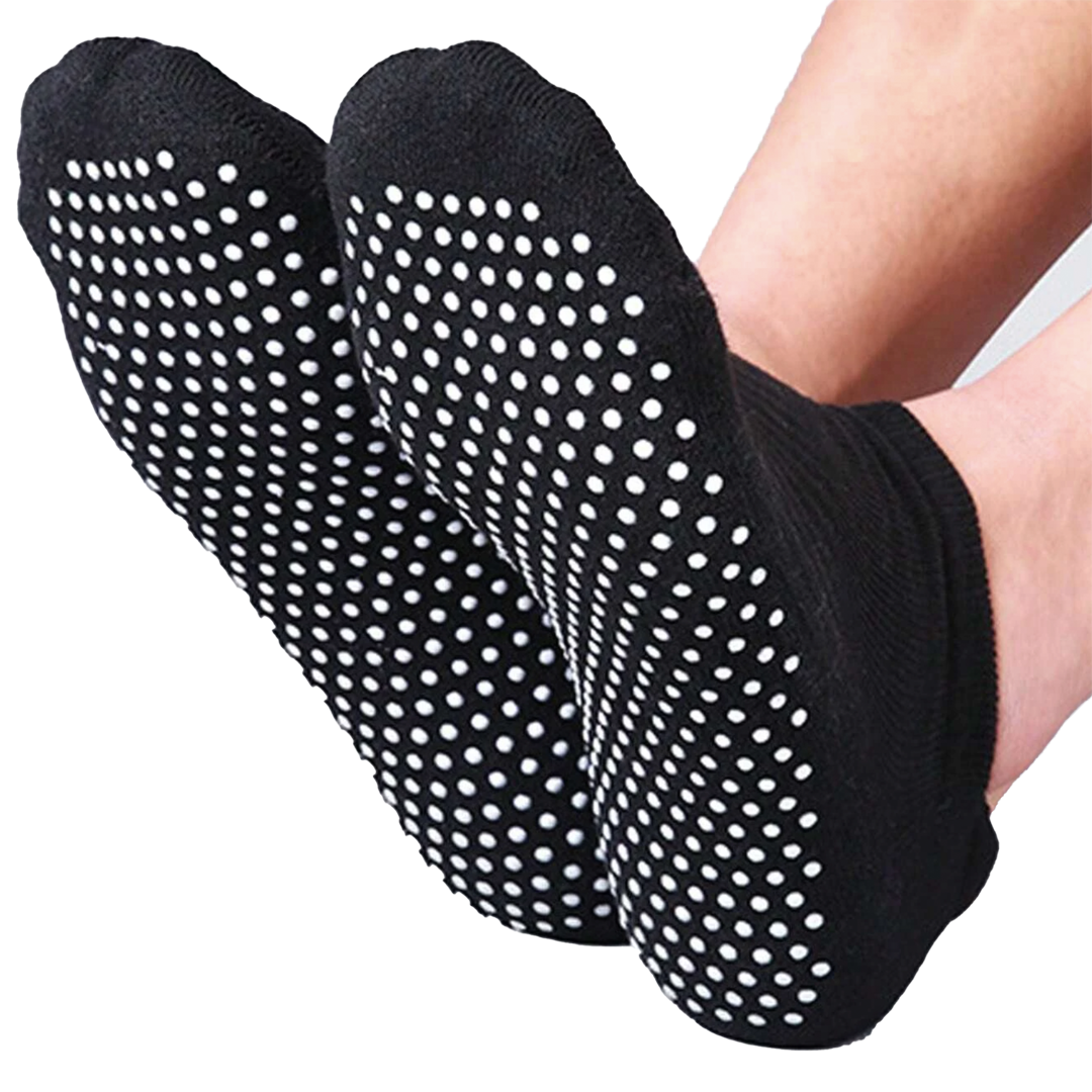 Black Non-Slip Pilates Yoga Socks with Silicone Grip – Low Cut, Breathable, Ankle Style for Men & Women