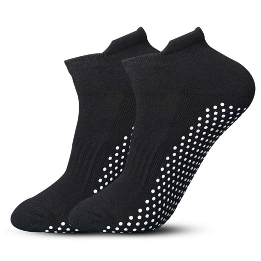Black Non-Slip Pilates Yoga Socks with Silicone Grip – Low Cut, Breathable, Ankle Style for Men & Women