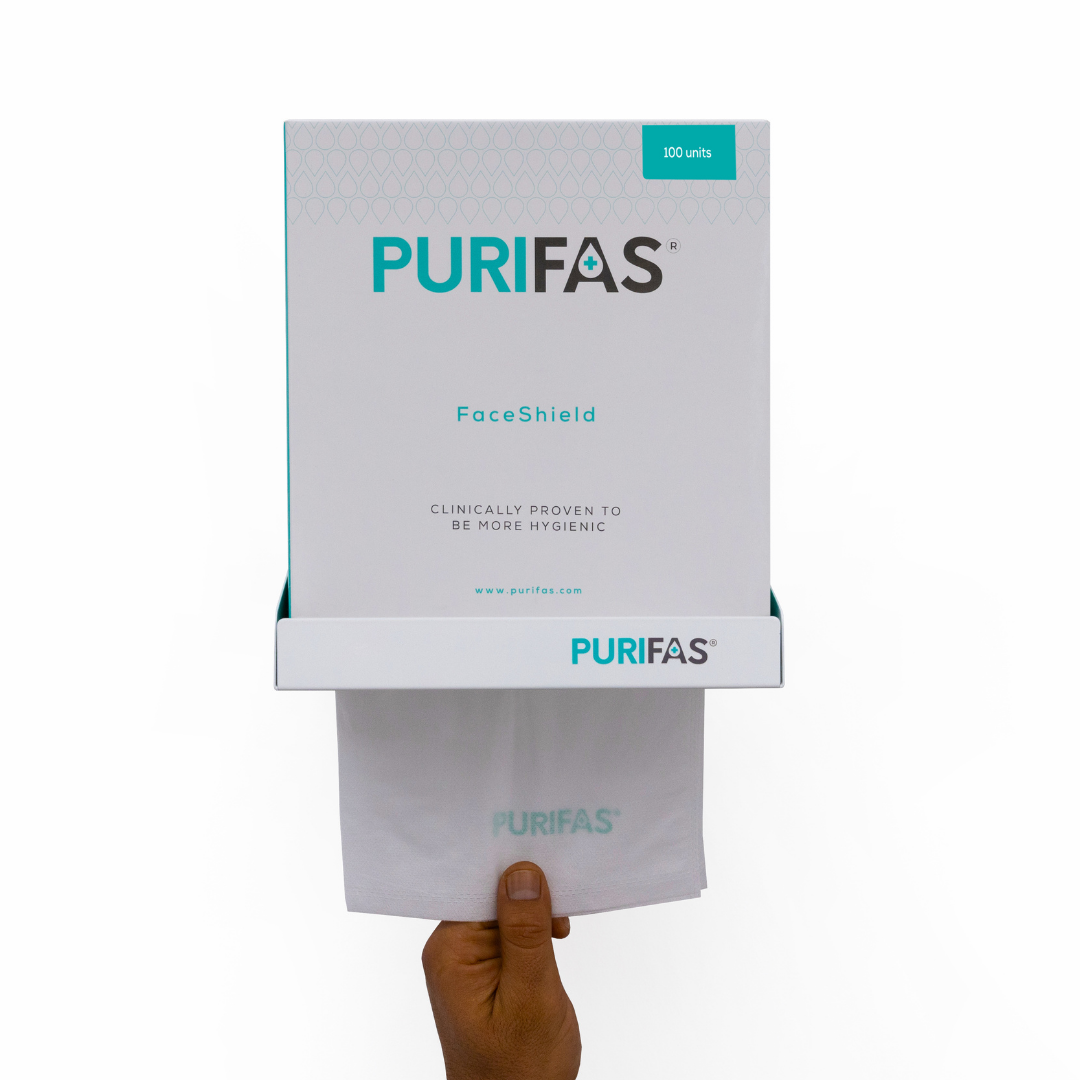 Purifas FaceShield™ Wall Mount – 21x24x10cm, White Powder-Coated Steel, Easy Installation, Clutter-Free Dispensing