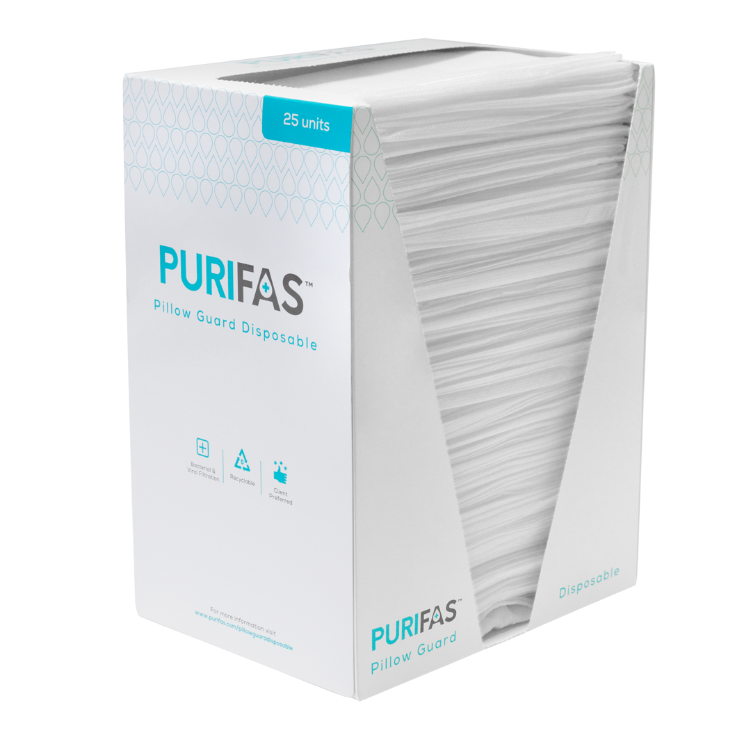 Purifas Recyclable Pillow Protector 25 pk – Disposable, Medical-Grade, Infection Control, Hypoallergenic