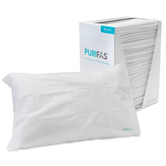 Purifas Recyclable Pillow Protector 25 pk – Disposable, Medical-Grade, Infection Control, Hypoallergenic