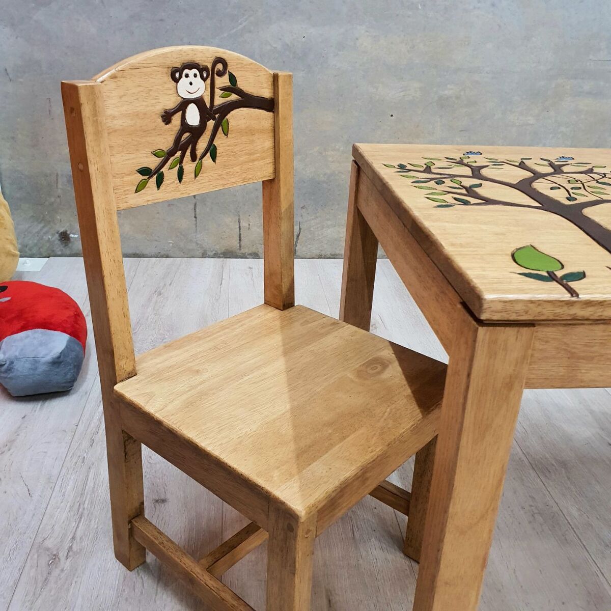 Monkey Land Kids Table & Chairs Set – Handmade Solid Hardwood