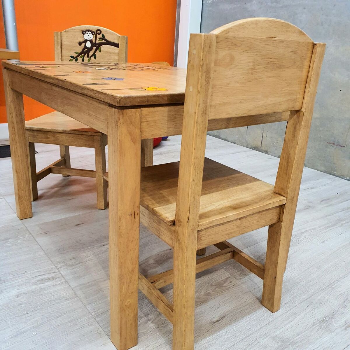 Monkey Land Kids Table & Chairs Set – Handmade Solid Hardwood