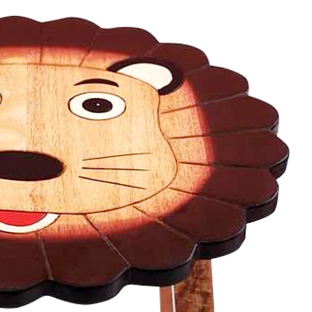 Lion Kids Table Set with 2 Chairs – Handmade Solid Hardwood