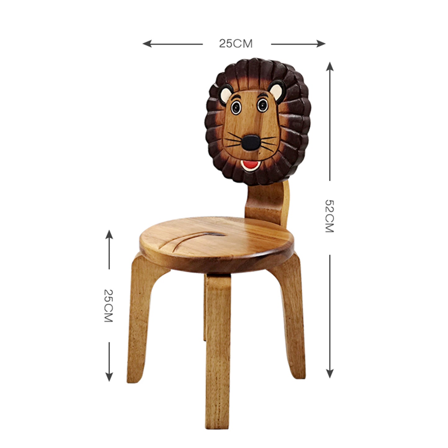 Lion Kids Table Set with 2 Chairs – Handmade Solid Hardwood