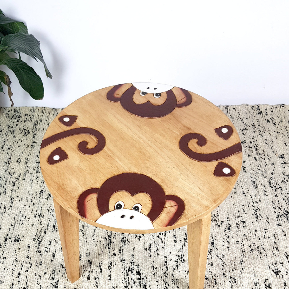 Monkey Kids Table Set with 2 Chairs – Handmade Solid Hardwood