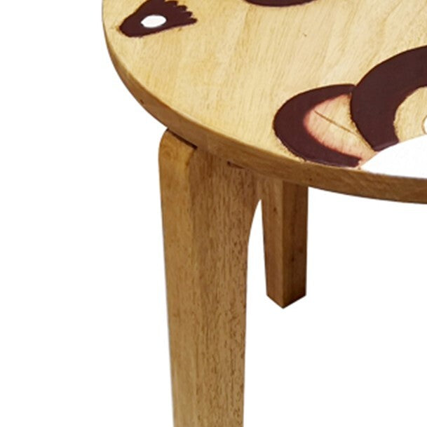 Kids monkey table with ram and sheep animal stools in solid rubberwood
